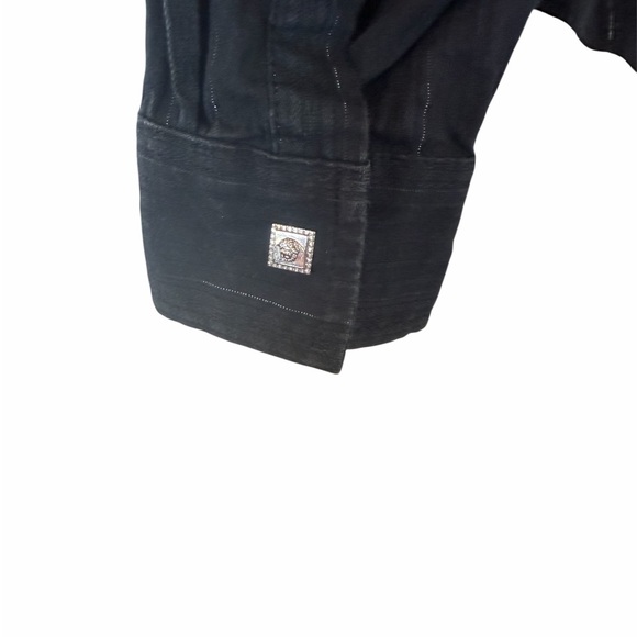 Versace Jeans Black Medusa Button Embroidered Shirt Oversized Women M/L - Picture 6 of 7
